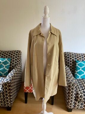 Coach 1941 Women's Tan Single-Breasted Trench Coat, Vintage, Size L